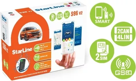 Автосигнализация StarLine S96 V2 2CAN+4LIN 2SIM GSM с обратной связью