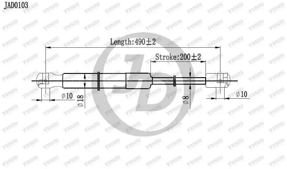 JD JAD0103 упор крышки багажника для Skoda Fabia 2007-2015 черный
