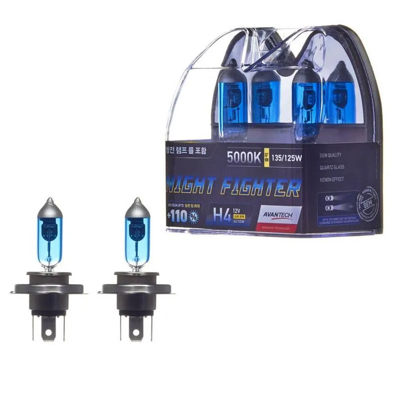 Лампа высокотемпературная Avantech H4 12V 60/55W (135/125W) 5000K, комплект 2 шт.