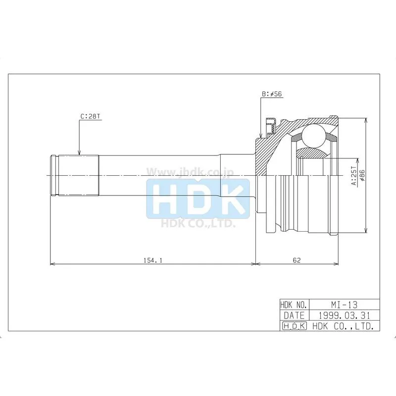 HDK JAPAN Шрус внешний 25 x 56 x 28