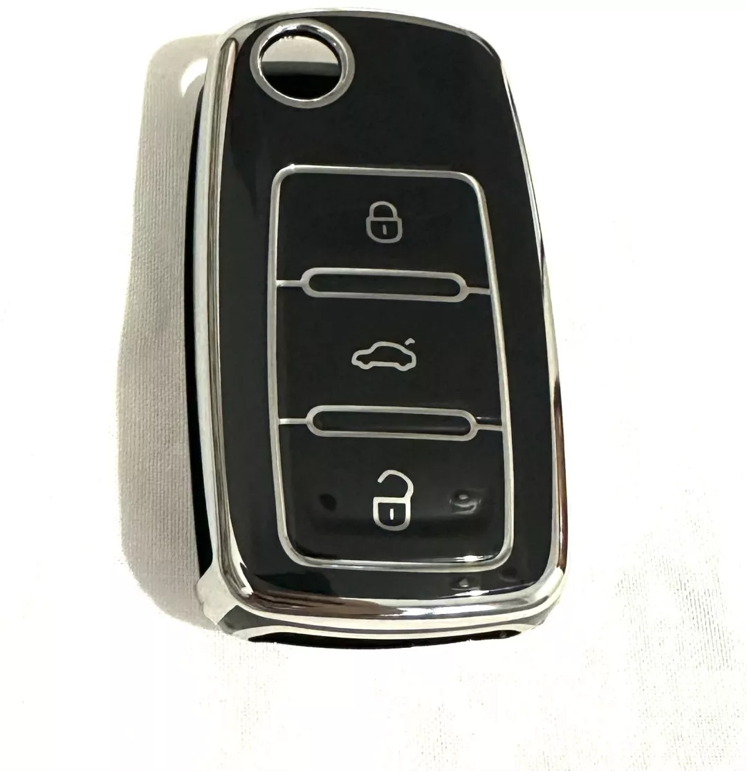 Чехол Чехол для ключа VW,Skoda 657843 черный, серебристый