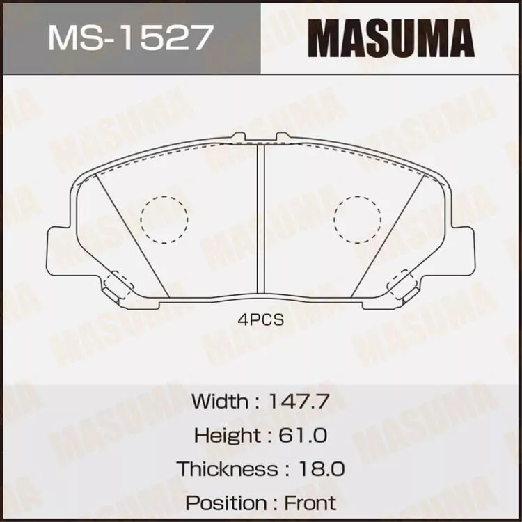 Колодки MASUMA передние Ms-1527 4 шт