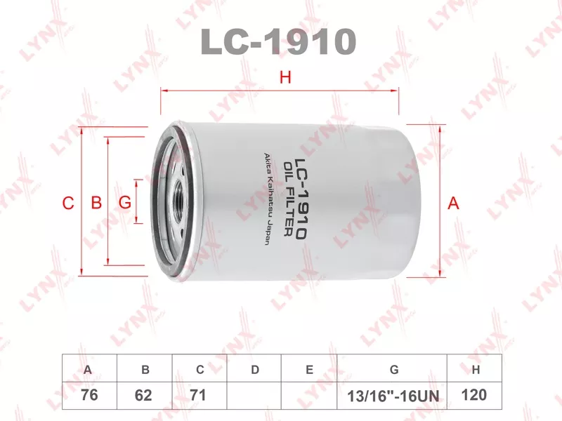 LYNXauto масляный фильтр LC1910