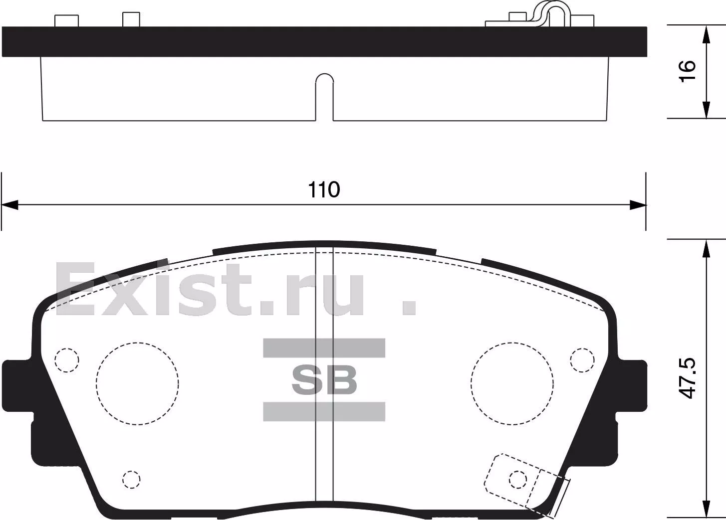 Колодки Sangsin Brake передние SP1405 1 шт