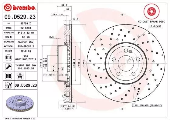 BREMBO Тормозной Диск 09D52923