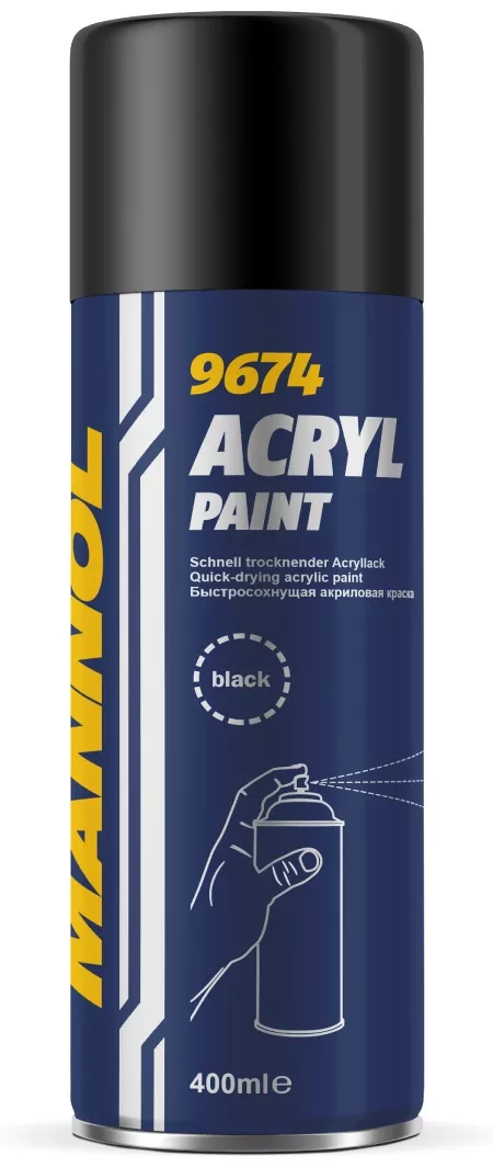 Күңгірт қара бояу MANNOL 9674 Acryl Paint Black  0,4 л