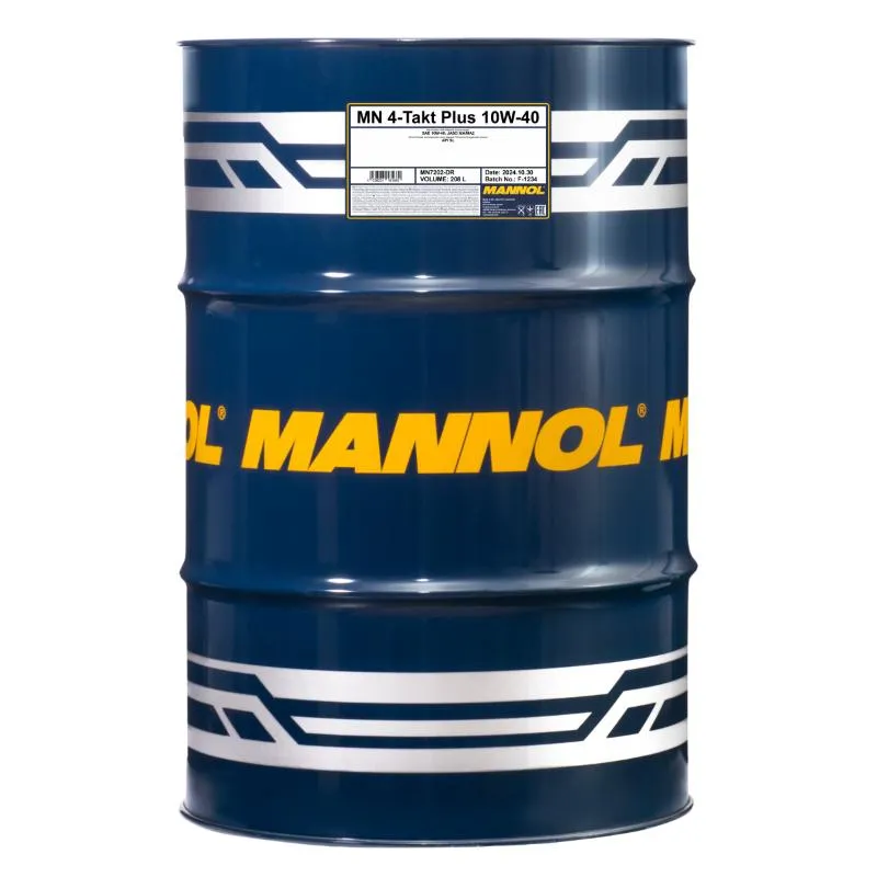 Масло моторное для мото и спецтехники MANNOL 4-Takt Plus 10W-40 SL 7202 208 л
