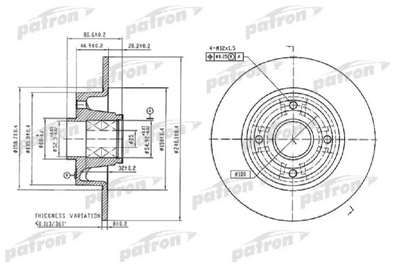 Диски PATRON задние PBD7015