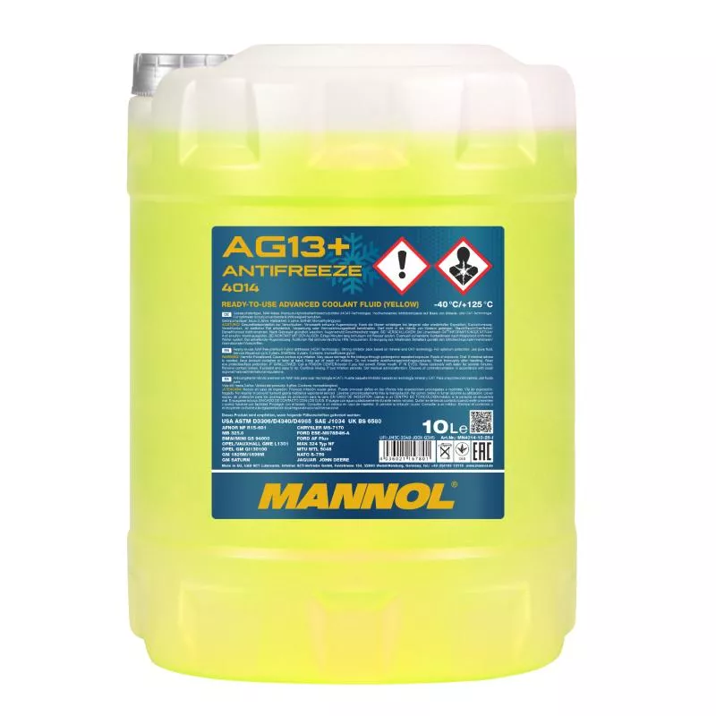 Антифриз сары MANNOL Antifreeze AG13+ -40 4014 10 л
