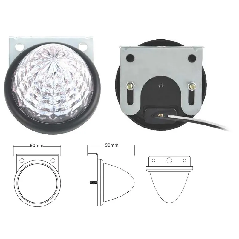 Боковые огни UNIVERSAL 12V (d90x90mm) диодный, белый