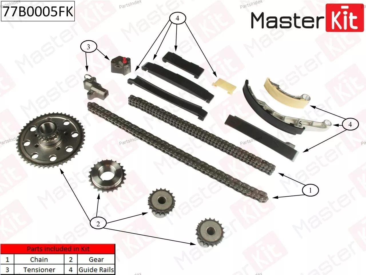 MASTERKIT Цепь ГРМ - Газораспределительного Механизма (комплект) 77B0005FK