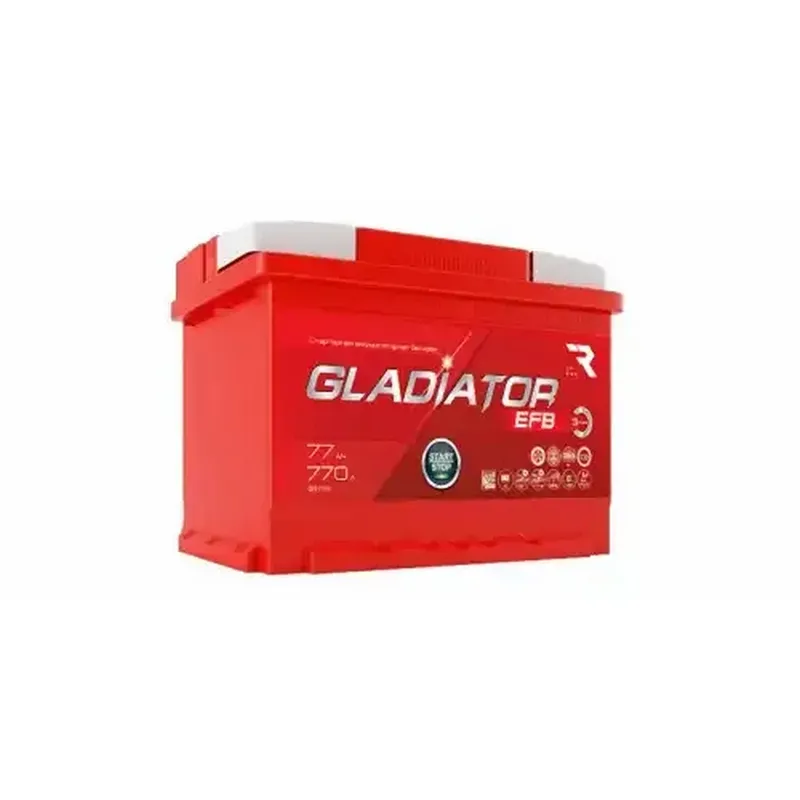 Аккумулятор GLADIATOR EFB 77 Ah, 770 A, 276x175x190 обр