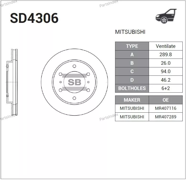 SANGSIN Диск Тормозной SD4306