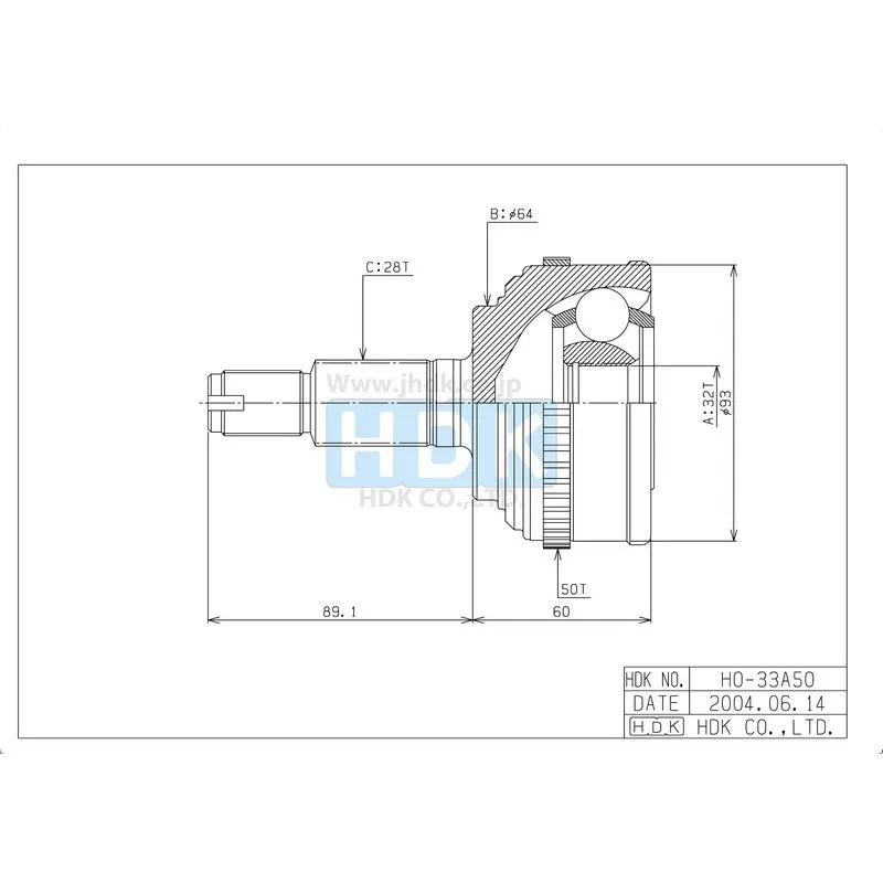 HDK JAPAN Шрус внешний с ABS 32 x 64 x 28