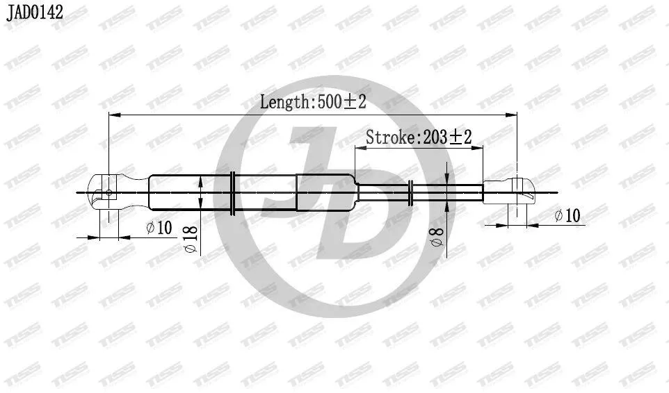 JD JAD0142 упор крышки багажника для Toyota Echo/Vitz 2000-2005 черный