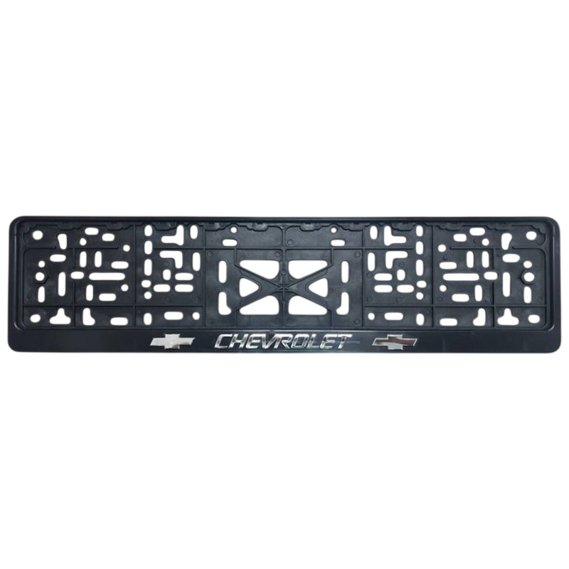Қара Chevrolet ысырмасы бар пластмасса нөмірінің жақтауы (рельеф күміс)